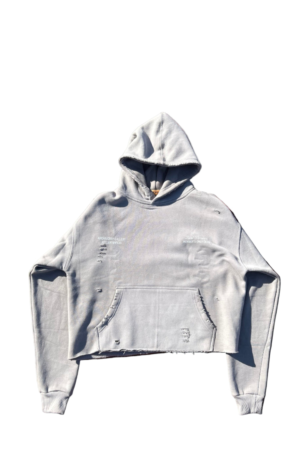 Archaicrep Heavy Fleeced ''MEMBERS ONLY CLUB '' Gray boxy cropped hoodie